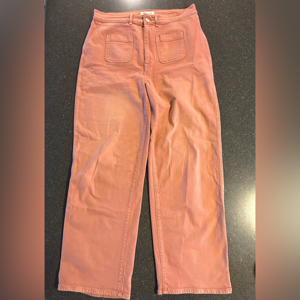 Madewell Emmett 2.0 Wide Leg Crop Trousers - Dusty Rose - Size 31 tall